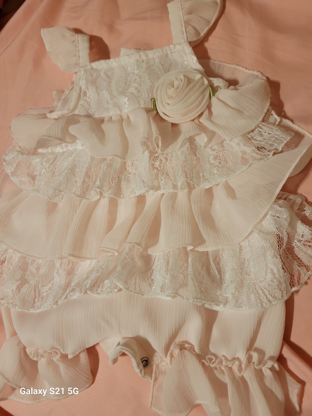 Edgehill Collection Cream Ruffle One-Piece with Rosette